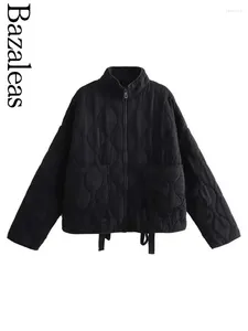 Trenchs pour femmes 2023 Bazaleas Store Vestes Parkas noires avec poches Trf des deux côtés Parka Manteau en coton rembourré Vêtements officiels