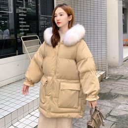 Trenchs de femmes manteaux 2023 coton manteau femme veste d'hiver chaud épaissir parkas femmes grand col de fourrure à capuche vers le bas vêtements d'extérieur