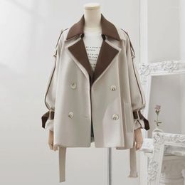 Gabardina para mujer 2023 elegante abrigo de longitud media abrigo de solapa clásico con doble botonadura chaqueta de abrigo delgada con cinturón con bolsillo
