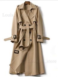 Trenchs femme 2023 automne et hiver nouvelle grande taille femmes Double boutonnage Trench manteau mode décontracté chaud revers veste surdimensionné en vrac T240228