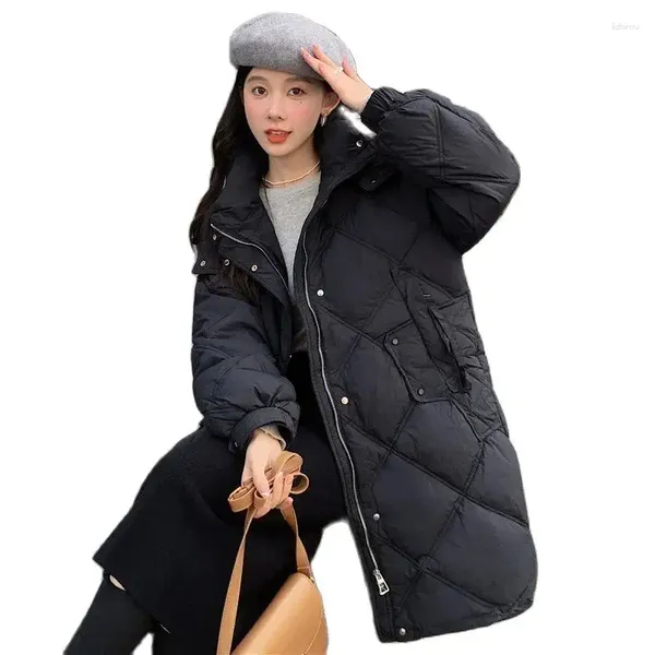 Trenchs de femmes 2023 Mode Plus Fat Taille Down Manteau Grand Diamant Checker 90 Canard Blanc