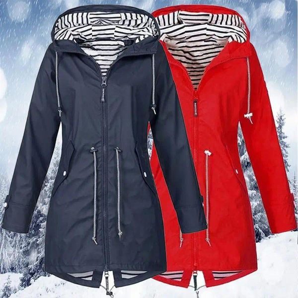 Trenchs de femmes manteaux 2023 mode coupe-vent imperméable femmes veste manteau à capuche vêtements de randonnée en plein air vêtements d'extérieur léger imperméable