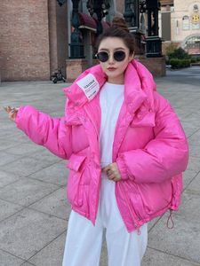 Dames Trenchcoats 2023 Dames Winter Korte parka's met capuchon Gewatteerd bomberjack Warm katoen gewatteerd Stijlvol Bovenkleding Oversized streetwear