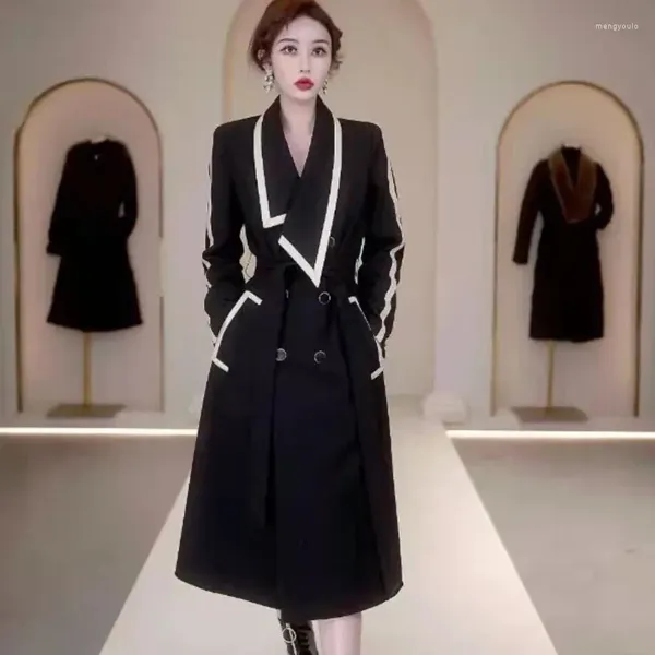Trenchs de femmes 2023 haut de gamme personnalisé coupe-vent manteau femme printemps automne banlieue français Hepburn style contraste mince