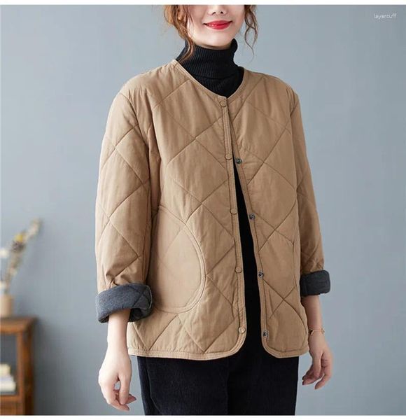 Gabardinas para mujer 2023 estilo japonés Corea fino ligero acolchado algodón Vintage otoño invierno abajo moda mujer Casual Outwear