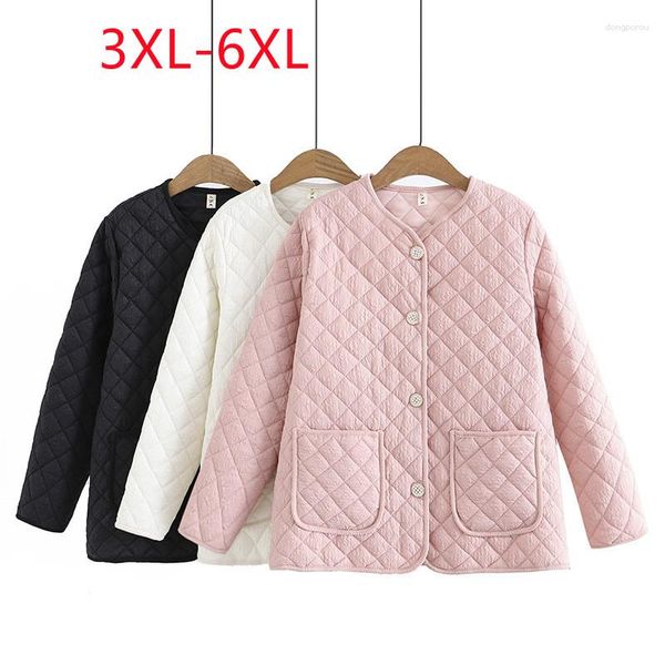 Trenchs de femmes 2023 Dames Hiver Plus Taille Tops pour femmes Grand manches longues Plaid Rose Manteau 3XL 4XL 5XL 6XL