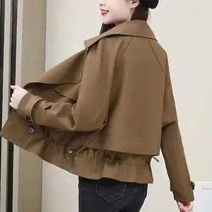 Trenchs pour femmes 2023 printemps et automne mode banlieue décontracté lâche coréen double boutonnage surdimensionné polyvalent manteau court