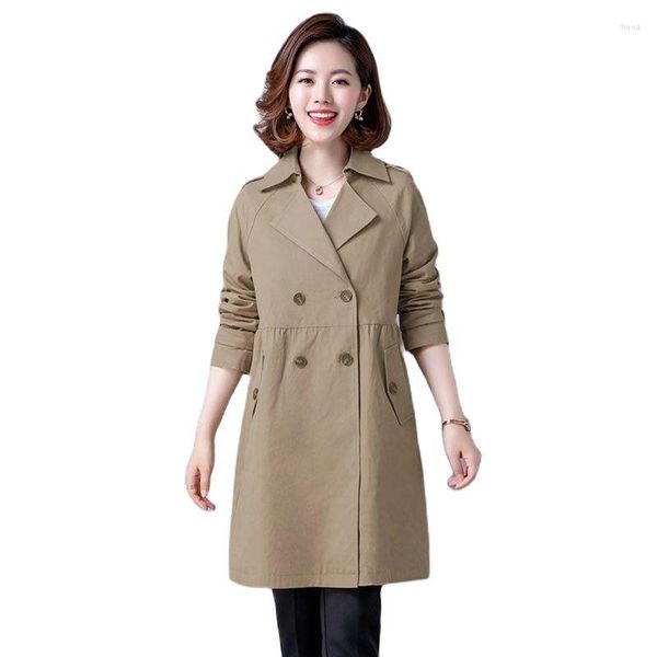 Trench femme 2023 printemps automne Style kaki dames manteau moyen Long ample mode sauvage confortable loisirs veste 4XL