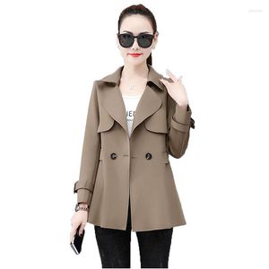 Femmes Trench Coats 2023 Printemps Automne Femmes Manteau Costume Col À Double Boutonnage Mince Court Femmes Survêtement Mode Femme Tops 5XL