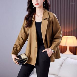 Trenchs pour femmes 2023 printemps été veste courte porter coréen Slim Fit col rabattu couleur unie mode manteau coupe-vent Z1251