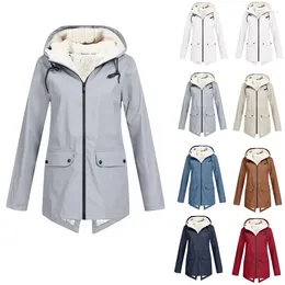 Trenchs pour femmes 2023 Type de veste tempête avec capuche en velours imperméable coupe-vent automne et hiver manteau en coton