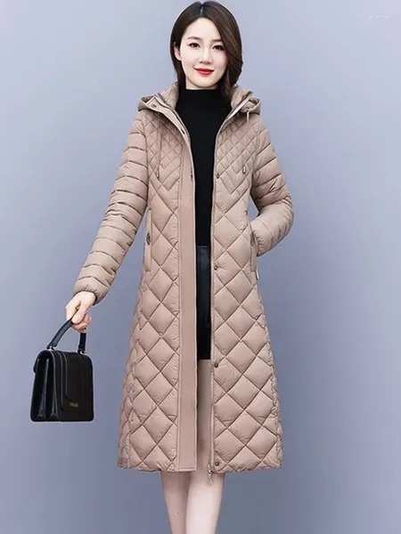 Trenchs de femmes Manteaux d'hiver 2023 Veste matelassée en coton pour femme Parka à capuche légère X-Long Slim Vêtements d'extérieur surdimensionnés XL-7XL chaud matelassé