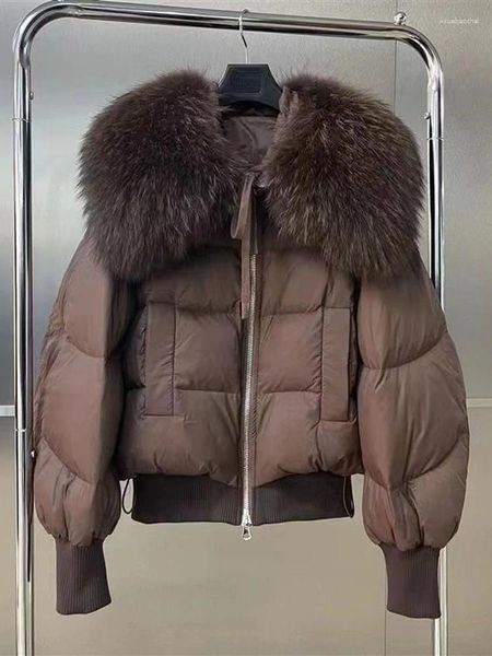 Trenchs de femmes manteaux 2023 hiver doudoune ultra légère chaude manteau décontracté femme veste bouffante grand col de fourrure parka court pardessus