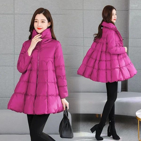 Abrigos de trinchera para mujer 2023 Moda de invierno Mujeres Chaqueta acolchada Parkas Abrigo Largo Grueso Palabra cálida Algodón suelto Outwear femenino 3XL