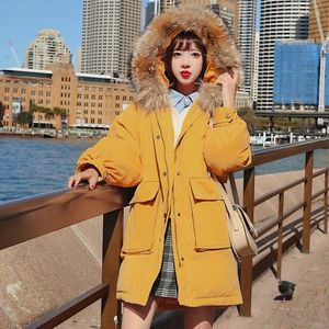 Gabardines de mujeres 2023 Winter Ladies Explosion Models Versión coreana de The Fashion Loose Long Sección Down Jacket Tide de algodón