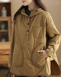 Frauen Graben Mäntel 2023 Winter Dame Parkas Baumwolle Gepolsterte Solide Farbe Taschen Retro Lose Pullover Mode Warme Oberbekleidung Mantel weibliche