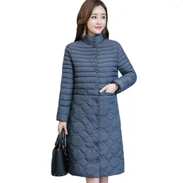 Trenchs de femmes 2023 Femmes hiver chaud manteau mince plus taille 5xl simple boutonnage coton veste rembourrée femme moyenne-longue jaqueta feminina