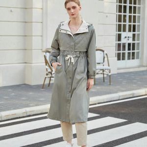 Trench da donna 2024 Cappotto di media lunghezza da donna autunno e inverno con coulisse in vita