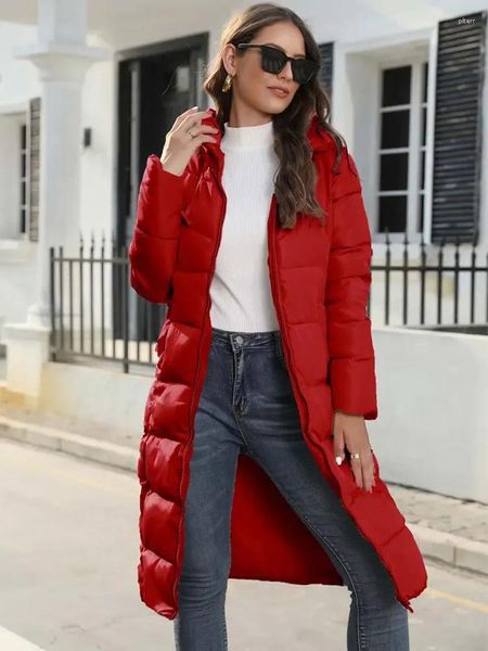 Abrigos de trinchera para mujer 2024 Otoño Invierno Abrigo Parka Mujeres Larga Cálido Puffer Chaqueta Damas Espesar con capucha de gran tamaño para 4XL