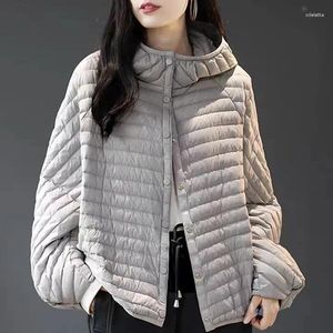 Trench-Coats pour femmes 2024 Veste d'hiver automne Fonds Fonds Lightweight Hooded Down Cotton Overcoat Femme Loose Casual Warm Parkas