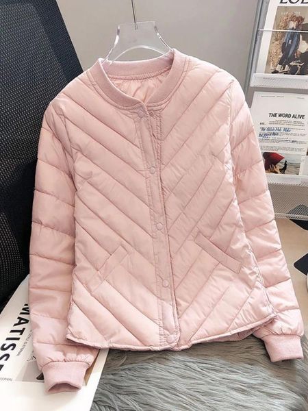 Abrigos de trinchera para mujer 2024 Chaqueta de algodón femenina Figura pequeña Invierno Pink Slim Baita Short Warm and Trendy Outerwear