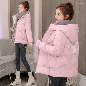 Trenchs de femmes manteaux 2024 Parkas veste d'hiver coréen lâche manches longues à capuche en coton manteau de neige plus épais chaud vêtement d'extérieur parka