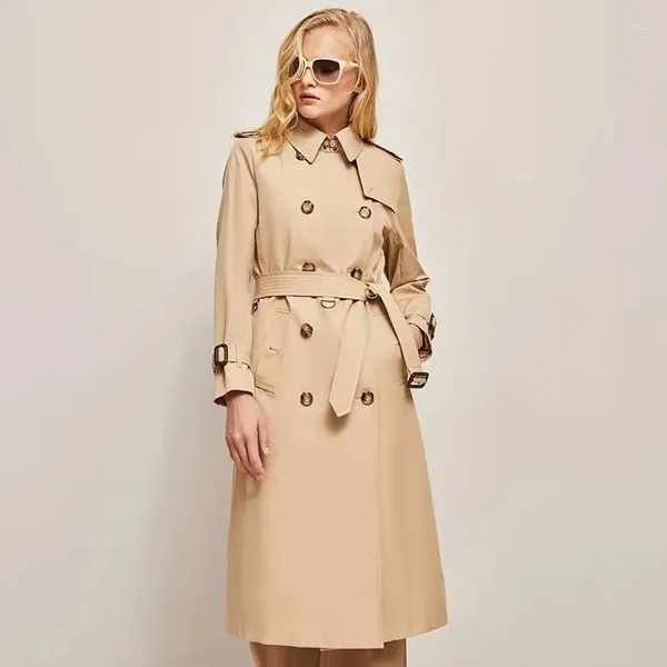 Trench Coats de Women 2024 Spring and Automne Youngful Woman Clothes Coat in Ourwears Pockets à deux poitrines Femme