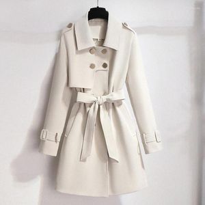 Trench-coat Long pour femme, coupe-vent, Double boutonnage avec ceinture, veste ample, vêtements d'extérieur, printemps-automne, 2024