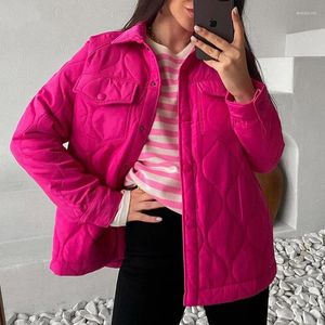 Trenchs de femmes Manteaux 2024 Printemps Automne Femmes Oversize Vintage Vert Rose Parka Manteau Casual Revers Chaud Lâche Longue Veste En Coton D'hiver