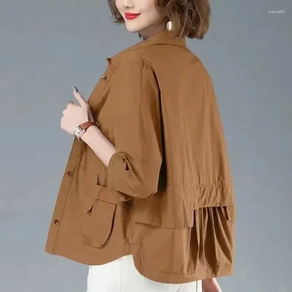 Gabardinas para mujer, chaquetas de primavera y verano 2024, cortavientos informal, abrigo básico fino para mujer, chaqueta ligera, prendas de vestir, ropa G16