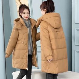 Dames Trenchcoats 2024 Winterkleding Dames Lange Katoenen Jas Rits Losse Schort Jas Zwarte Dikke Thermische Parka Winddicht Bovenkleding