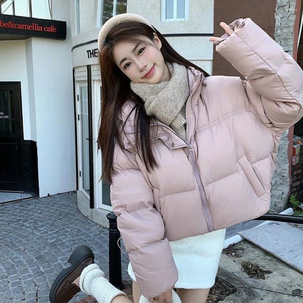 Trenchs de femmes Manteaux d'hiver pour femmes Casual Coton à capuche Dames Rose Court Parka Coréen Chaud Bleu Down Veste Épaissir Pain