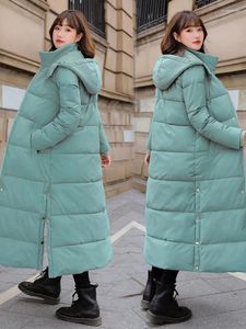 Trenchs de femmes 2024 hiver coton veste longue automne manteau rembourré femme sur le genou à capuche vestes chaudes