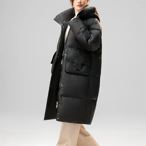 Abrigos de trinchera para mujer 2024 Chaqueta de invierno Mujeres Parkas Abrigo Grueso Cálido Algodón Negro Ropa acolchada con capucha