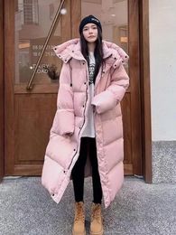Trenchs de femmes manteaux 2024 hiver chaud rose à capuche longue parkas chaqueta épais coupe-vent pardessus décontracté vêtements de neige coton rembourré femmes jaqueta
