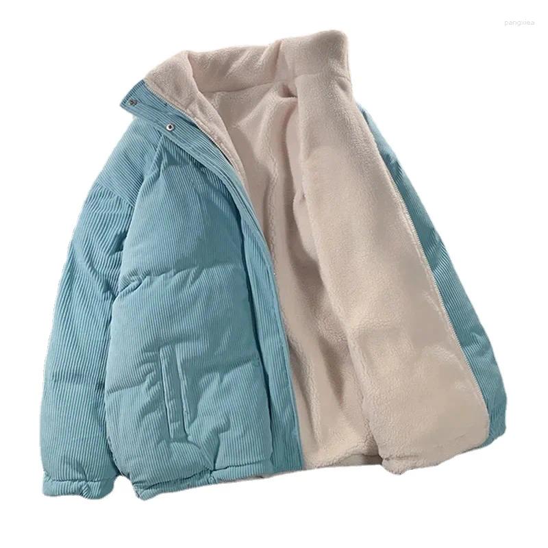 Kvinnors trenchrockar 2024 Vinter Kvinnor Corduroy Jacket Vintage Lamb Fleece Cotton Coat Casual Fashion Thick Warme Loose Double Sided