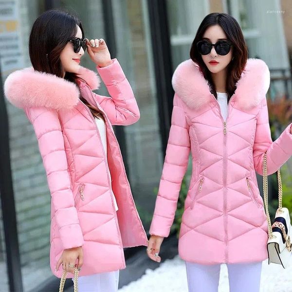 Trenchs de femmes manteaux 2024 femmes capuche zippé veste rembourrée hiver chaud épais coton manteau coréen lâche plus taille 4xl longue parka