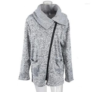Trenchs de femmes 5XL Femmes Automne et hiver Vêtements Veste polaire chaude Oblique Zipper Col Manteau Dames Vêtements Femme Mode Casual