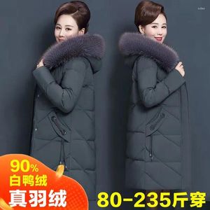 Gabardina para mujer 90% chaqueta de plumón de pato blanco XL-9XL mujer de longitud media 2023 abrigo de algodón de invierno Parka para ancianos de mediana edad