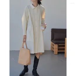 Dames Trenchcoats ALSEY Geplooide jas voor dames Herfst 2023 Casual Koreaanse stijl Single-breasted Street chic Hoge taille Witte jurk