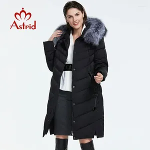 Gabardinas de mujer Astrid 2023 Llegada de invierno Chaqueta de abajo Mujeres con un cuello de piel Ropa suelta Ropa exterior Abrigo de calidad FR-2160