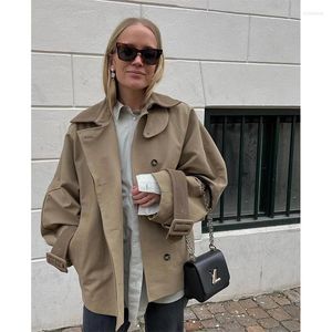 Gabardina para mujer, Otoño e Invierno 2023, estilo nórdico Vintage, lámpara de estilo, cuello de solapa de terciopelo, abrigo cortavientos de lona corto para mujer