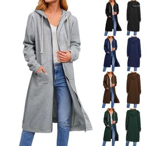 Trenchs pour femmes automne et hiver mode femmes lâche fermeture éclair Long Cardigan veste manteau femmes vêtements