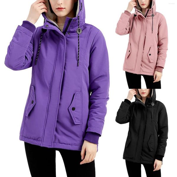 Abrigos de trinchera para mujer Otoño e invierno Abrigo de algodón de lana de cordero Espesado Terciopelo para mujer Chaqueta Anorak de oliva Mujeres