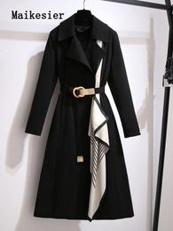 Gabardinas de mujer Abrigos de otoño Cinturón elegante Moda Mediados de longitud Abrigo cortavientos para mujer Chaqueta de ropa de invierno 230331