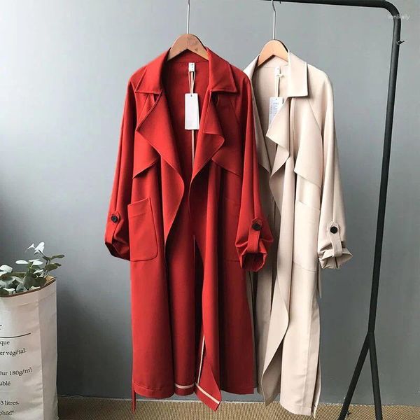 Trench Coats Fashion Automne Fashion Femmes décontractées Long manteau entier Open Stich MAXI Perfection