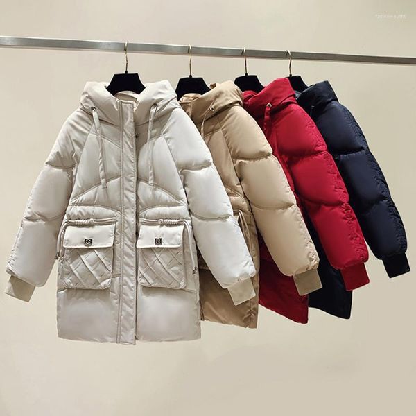 Abrigos de trinchera para mujer Otoño con capucha Chaqueta de invierno Abrigo Algodón Bolsillo Zip Manga larga Abrigo Parkas 2023 Negro Caqui Suelto Cálido Mujer