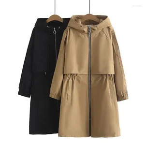 Les trenchs de femmes vestes d'automne vestes causales Hooded Windbreaker 2024 FAMALE BASIC Long Coat Outwear Women Clothing Gabardina Mujer 5xl