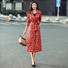 Vrouwen Trenchcoats Herfst Lange Jas Franse Elegante Koreaanse Casual Riem Losse Jas 2023 Vrouwelijke Met Voering Mode Coa