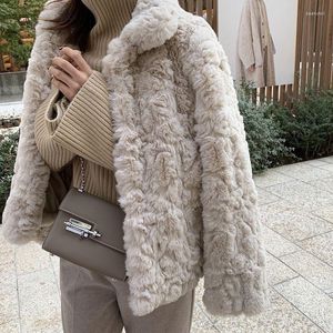 Trenchs de femmes automne hiver 2023 manteau de laine d'agneau court en peluche et épaissir femme fausse fourrure cheveux vestes chaudes